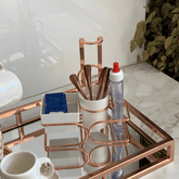Conjunto para Chá Café Branco Rose Gold Porta Sachês Adoçante - Ela Decora